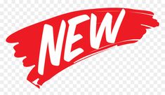 the word new on a white background, with red and white lettering that reads'new '