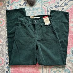 -Bnwt -Perfect For Fall! -Mid-Rise, Straight Leg -Women’s 24 Green Denim Pants, Forest Green Pants, Green Pants Outfit, Dark Green Pants, Goth Steampunk, Leg Women, Fairy Goth, Costume Inspo, Levis Pants