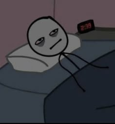 a cartoon character laying in bed with thermometer on it's forehead and head