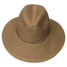 Look fabulous and accessorize wisely with this chic Saint Martin fedora made of 100% paper braid. With a flexible 3.5" downward brim and a classy gold chain hat band, this fedora will surely be your summer vacation staple. The paper braid material is perfect for packing; it can be crushed in your suitcase and will still retain its shape. With an unlined interior and a soft cotton sweatband, this elegant accessory is breathable, comfortable, and easy to wear all day and night. Medium: 57 cm - 57.5 cm Adjustable Gold Panama Hat With Flat Brim, Elegant Braided Brimmed Sun Hat, Elegant Braided Hats For Spring, Elegant Braided Hat For Spring, Elegant Adjustable Braided Hat, Chic Adjustable Braided Hats, Western Gold Fedora With Short Brim, Western Style Gold Fedora With Short Brim, Gold Fedora With Curved Brim For Beach