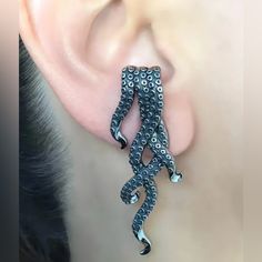 What An Awesome Conversation Piece. This Earring Has Very Dainty And Intricate Tentacle Detailing And Gives Gothy Pirate Feels Tentacle Earrings, Conversation Piece, Jewelry Earrings, Stud Earrings, Women Jewelry, Women Shopping, Color