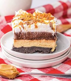 a piece of cake sitting on top of a white plate