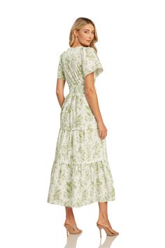 Lina Maxi Dress Green Floral – TRISH SCULLY Cotton Maxi Smocked Dress With Ruffles, Smock Maxi Dress For Daywear, Garden Party Cotton Maxi Dress With Smocked Bodice, Cotton Maxi Dress With Smocked Bodice For Garden Party, Cotton Ruched Maxi Dress For Daywear, Cotton Dresses With Elastic Waistband For Daywear, Flowy Cotton Smocked Midi Dress, Casual Cotton Ruched Maxi Dress, Casual Midi Dress With Elastic Waistband For Garden Party