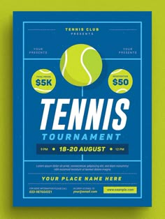 a tennis tournament flyer with balls on it