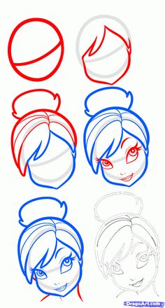 four different styles of hair with red, white and blue circles around them on top of each other