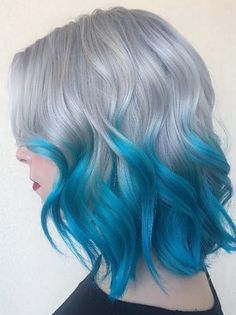 Trendy Hair Colors 2020, Hair Colors 2020, Blonde And Blue Hair, Dyed Hair Blue, Dip Dye Hair, Trendy Hair Color, Haircut And Color, Trendy Hair, Color Inspo