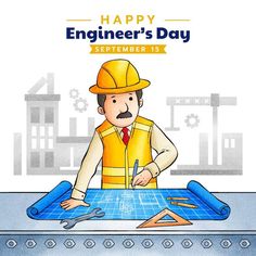 When is engineers day celebrated in India Poster Maker App, Happy Engineer's Day, Digital Banners, Indian Language, Street Kids, Education System, Civil Engineering, English Words