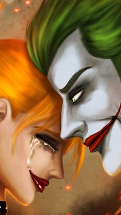 the joker and harley face to face in this digital painting by artist mark mcroe