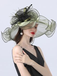 Buy Inexpensive Hats at Stylewe online store, SPU: 11QHA7B21FA, Color: Green Purple Black Royal Blue Grey-blue Light Purple Wine Red Pink, Material:Organza, Style:Elegant. Kentucky Derby Party Hats, Organza Applique, Floppy Hats, Wide Brim Hats, Organza Wedding, Kentucky Derby Party, Brim Hats, Purple Wine