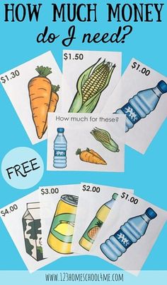 how much money do i need? printable cards for kids to use in their homeschool