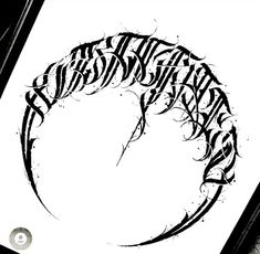 a black and white drawing of a circular object with writing on the inside of it