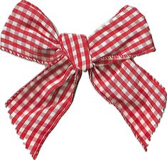 a red and white checkered bow on a white background