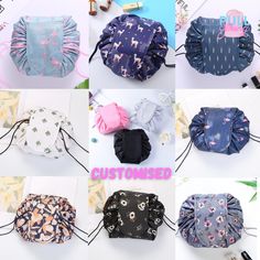 several different types of small pouch bags