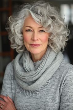 Silver White Hair, Grey Curly Hair, Grey Hair Inspiration, Layered Haircuts For Medium Hair, Beautiful Gray Hair, Grey Hair Styles For Women, Short Grey Hair, Haircuts For Medium Hair