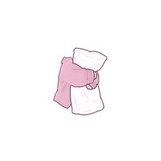 a drawing of a pink scarf and pillow