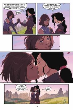 a comic strip with two people kissing each other