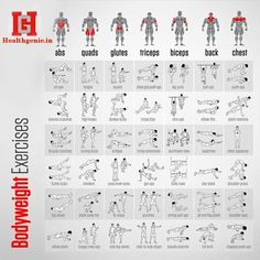 the bodyweight exercises chart shows how to perform