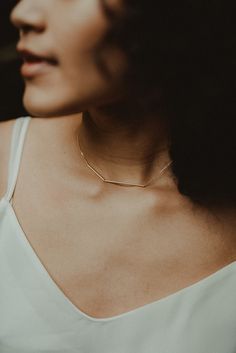 This beautiful necklace is elegant and perfect for everyday wear. The two small tubes form a slightly asymmetrical geometric shape that can be worn a couple different ways. The 14K gold-filled or sterling silver tubes are strung over a delicate chain and handmade necklace closure. It’s simple, clean and incredibly eye-catching. Choose from 14K GOLD FILL, 14K ROSE GOLD FILL or STERLING SILVER. This necklace makes a great gift! Every piece is organic and unique — no two Hannah Naomi pieces are exa Gold Geometric Necklace, Delicate Gold Ring, Tube Necklace, Choker Collar Necklace, Simple Gift, Necklace Simple, Geometric Necklace, Modern Necklaces, Choker Collar