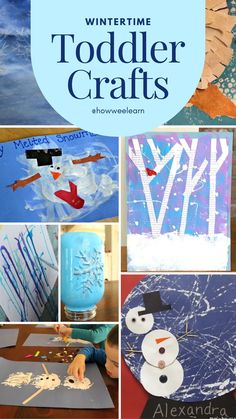 wintertime toddler crafts with snowmen and trees