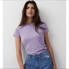 Super Soft And Comfortable Womens Vince Tshirt. Nwt Trendy Purple Everyday Top, Light Purple Shirt Outfit, Purple Tops For Everyday Spring Wear, Purple Everyday Spring Tops, Casual Purple Top For Everyday, Purple Everyday Spring Top, Lilac Tshirt Outfits, Purple Tshirt Outfits, Everyday Purple Short Sleeve Tops