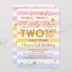 a little star two year old birthday party card