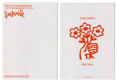 two envelopes with red and white designs on them, one has flowers in it