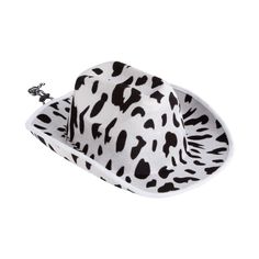 When you need a hat with some pizazz, these cow print cowboy hats are sure to do the trick! A great accessory for western costumes or just everyday western wear, these black-and-white beauties go with just about any ensemble. Add them to your costume collection, dress-up accessories or everyday headwear to lift your moo-d for any day or occasion! Felt. 24" circ. White Adjustable Western Costume Hats And Headpieces, White Western Costume Hats And Headpieces, Western White Costume Hats And Headpieces For Summer, Western White Costume Hats For Country Events, White Western Costume Hats And Headpieces For Summer, Adjustable White Western Costume Hats And Headpieces, Western White Costume Hats And Headpieces For Rodeo, White Western Costume Hats For Themed Events, White Western Costume Hats And Headpieces For Themed Events