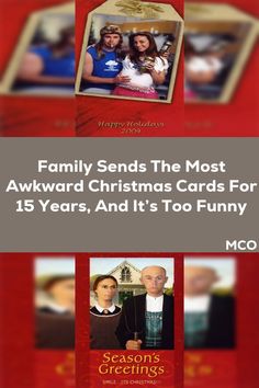 the christmas card has been made to look like family photos