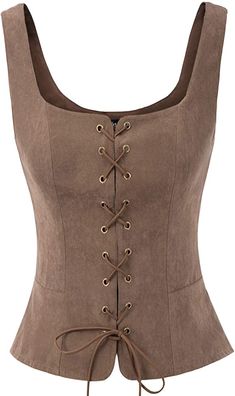 Peasant Bodice, Corset Steampunk, Chaleco Casual, Corset Vest, Steampunk Corset, Faux Suede Fabric, Medieval Fashion, Corset Top, Style Retro