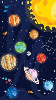 the solar system with all its planets and stars