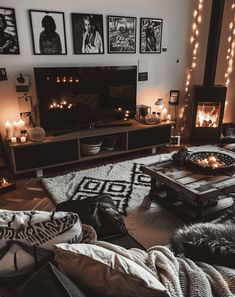 Boho Living Room Ideas: Colorful Throw Pillows and Vintage Decor Edgy Minimalist Home, Comfy Dark Living Room, Living Room Dark Decor, Black And White Bohemian Living Room, Living Room Dark Asthetics, Black And Wood Interior Design Living Room, Modern Apt Decorating Ideas, Dark Boho Apartment Decor, Darker Interior Design