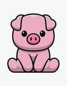 a pink pig sitting down on the ground