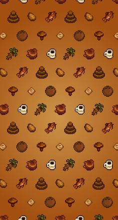 a brown background with many different items on it