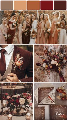 a collage of different wedding colors and details