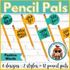 pencil pals with the words positive and negative on them