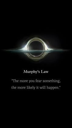 the quote murphy's law on black background