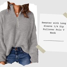 $31.44 - $32.29 Womens Sweaters, Casual Sweater, 1/4 Zip Pullover, Casual Sweaters, Dressy Casual, Long Sweaters, 1/4 Zip, Long Sleeve Sweater