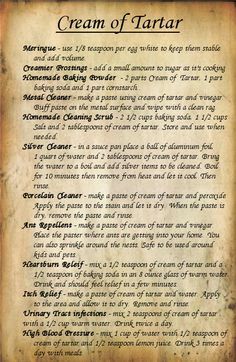 the cream of tartar recipe on an old parchment paper poster print by design pics