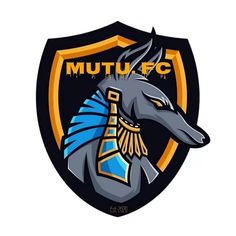 the logo for muttfc's soccer team, with an egyptian head on it