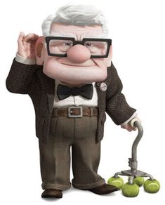 an old man with glasses and a cane next to tennis balls