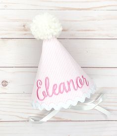 Our party hats are fully customized to your colors & theme. Add your child's name, age or monogram. Eloise hat - candy pink gingham Eleanor hat - pink seersucker Pom Pom Birthday, Baseball Applique, Hat Pom Pom, Birthday Party Accessories, Panama City Beach Fl, Pink Seersucker, Birthday Party Hats, Birthday Hat, Pink Gingham