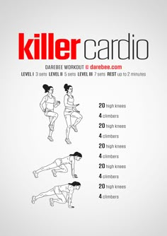 the poster shows how to do killer cardio, which is an exercise for runners