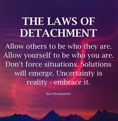 the laws of detacment allow others to be who they are, and don't force situations