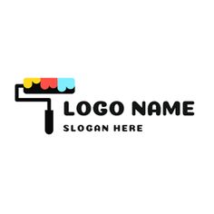 paint roller logo design with colorful colors