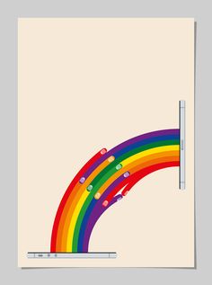 an image of a poster with a rainbow in the middle and some dots on it