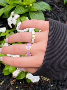 Solid 14K Gold Open Enamel Initial Eternity Ring A fun, colorful, and personalized addition to your ring stack! Enamel is a great way to infuse color into your look and very much on-trend. We especially love adding these beauties into our jewelry wardrobe for the warmer weather! Available in white, rose or yellow gold. Measurements Letter Height: 5 mm *All of our fine jewelry is custom-made to order in Los Angeles and Toronto, therefore, please allow approximately 6 - 8 weeks for production. Ple White Enamel Open Ring For Anniversary, White Open Ring With Enamel, Trendy Enamel Ring For Everyday, White Enamel Open Ring, White Enamel Stackable Ring, White Stackable Enamel Ring, White Initials Ring, Trendy White Enamel Rings, White Enamel Rings Fine Jewelry