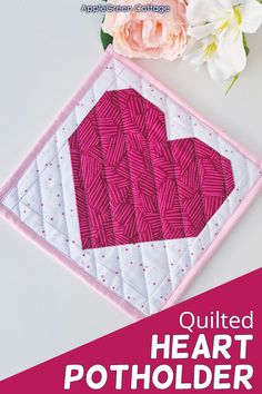 See how to make a quilted heart potholder using our free heart potholder pattern - as easy as it is adorable! Using a pieced quilt heart block, you'll create a beautiful DIY quilted heart potholder. The free heart quilt block potholder pattern comes in 10 sizes - grab them now and turn that heart square quilt block into a lovely Valentine’s potholder!