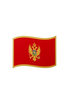 a red and gold flag on a white background