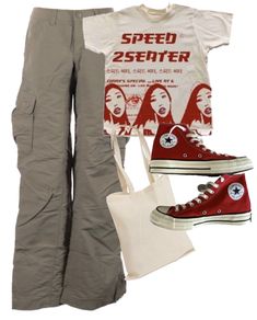 Peony Aesthetic, Street Outfits, Red Converse, Downtown Outfits, Aesthetic Streetwear, Outfits With Converse, 2000s Fashion Outfits, Y2k Outfits