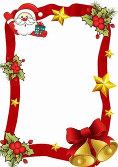 a christmas frame with bells and stars